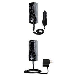 Gomadic Essential Kit for the Philips GoGear SA4415 - includes Car and Wall Charger with Rapid Charge Techno