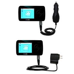 Gomadic Essential Kit for the Philips GoGear SA6015/37 - includes Car and Wall Charger with Rapid Charge Tec