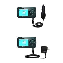 Gomadic Essential Kit for the Philips GoGear SA6087/37 - includes Car and Wall Charger with Rapid Charge Tec