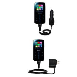 Gomadic Essential Kit for the Philips GoGear SA9324/00 - includes Car and Wall Charger with Rapid Charge Tec