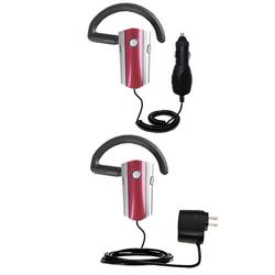 Gomadic Essential Kit for the Rockfish RF-SH430 Bluetooth Headset - includes Car and Wall Charger with Rapid