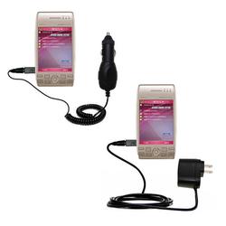 Gomadic Essential Kit for the Sharp Willcom WS003SH - includes Car and Wall Charger with Rapid Charge Techno