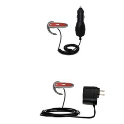 Gomadic Essential Kit for the Sony Ericsson Bluetooth Headset HBH-600 - includes Car and Wall Charger with R