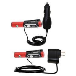 Gomadic Essential Kit for the Sony Ericsson HBH-DS220 - includes Car and Wall Charger with Rapid Charge Tech