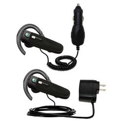 Gomadic Essential Kit for the Sony Ericsson HBH-PV702 - includes Car and Wall Charger with Rapid Charge Tech