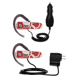 Gomadic Essential Kit for the Sony Ericsson HBH-PV712 - includes Car and Wall Charger with Rapid Charge Tech