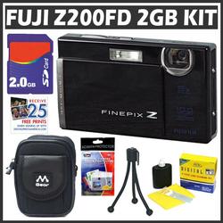 Fuji Finepix Z200FD 10MP Digital Camera Black + 2GB Accessory Bundle