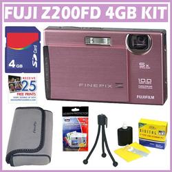 Fuji Finepix Z200FD 10MP Digital Camera Pink + 4GB Accessory Bundle