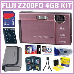 Fuji Finepix Z200FD 10MP Digital Camera Pink + 4GB Deluxe Accessory Bundle