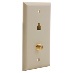 GE 2 Socket Phone/Coaxial Faceplate - Ivory