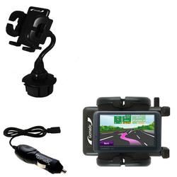Gomadic Garmin Nuvi 755T Auto Cup Holder with Car Charger - Uses TipExchange