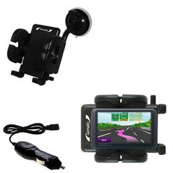 Gomadic Garmin Nuvi 755T Flexible Auto Windshield Holder with Car Charger - Uses TipExchange