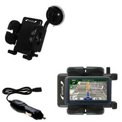 Gomadic Garmin Nuvi 765T Flexible Auto Windshield Holder with Car Charger - Uses TipExchange
