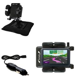 Gomadic Garmin Nuvi 775T Auto Bean Bag Dash Holder with Car Charger - Uses TipExchange