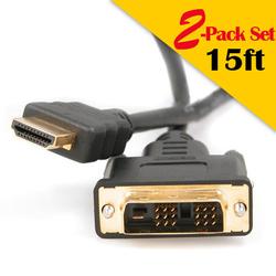 Eforcity HDMI to DVI Cable 2-Pack Set, 15 FT
