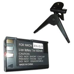 HQRP Extended EN-EL9 BATTERY Replacement for NIKON D40 D-40 D-40X SLR + Tripod