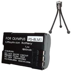 HQRP Replacement BLM-1 Battery for Olympus Evolt / E-3 & FE Series Digital Cameras + Tripod