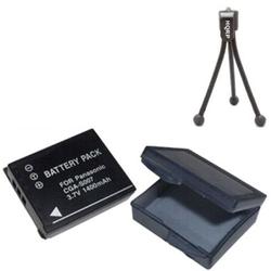 HQRP Replacement Battery for Panasonic Lumix DMC-TZ5K, DMC-TZ5A ( Black / Silver / Blue) + Tripod