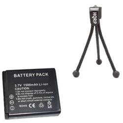 HQRP Replacement CGA-S005A/1B Battery for Panasonic Lumix DMC-FX07 + Tripod