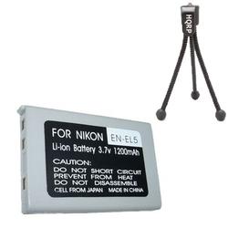 HQRP Replacement EN-EL5 Battery for Nikon CoolPix P3 / P4 / S10 / S11 / 5000 / 5100 / 5200 + Tripod