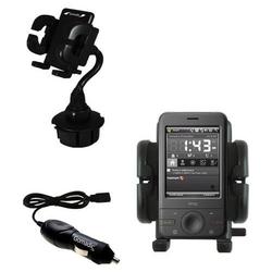 Gomadic HTC P3470 Auto Cup Holder with Car Charger - Uses TipExchange