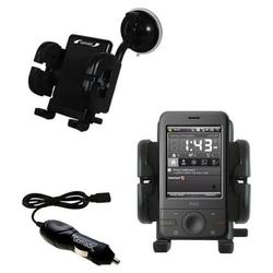 Gomadic HTC P3470 Flexible Auto Windshield Holder with Car Charger - Uses TipExchange