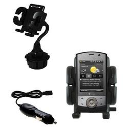 Gomadic HTC P3650 Auto Cup Holder with Car Charger - Uses TipExchange