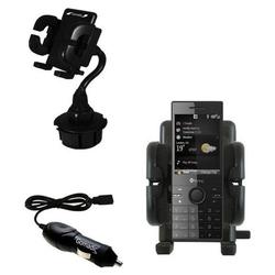 Gomadic HTC S740 Auto Cup Holder with Car Charger - Uses TipExchange