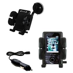Gomadic HTC Shadow II Flexible Auto Windshield Holder with Car Charger - Uses TipExchange