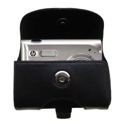 Gomadic Horizontal Leather Case with Belt Clip/Loop for the HP PhotoSmart R927 - Dock Required