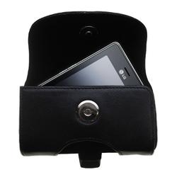 Gomadic Horizontal Leather Case with Belt Clip/Loop for the LG MS25