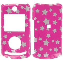 Wireless Emporium, Inc. Hot Pink w/Glitter Stars Snap-On Protector Case Faceplate for LG Chocolate 3 VX8560