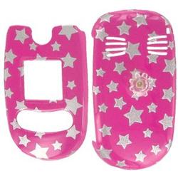 Wireless Emporium, Inc. Hot Pink w/Glitter Stars Snap-On Protector Case Faceplate for LG VX8350