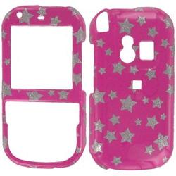 Wireless Emporium, Inc. Hot Pink w/Glitter Stars Snap-On Protector Case Faceplate for Palm Centro