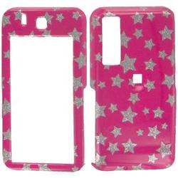 Wireless Emporium, Inc. Hot Pink w/Glitter Stars Snap-On Protector Case Faceplate for Samsung Behold T919