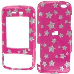 Wireless Emporium, Inc. Hot Pink w/Glitter Stars Snap-On Protector Case Faceplate for Samsung Sway SCH-U650