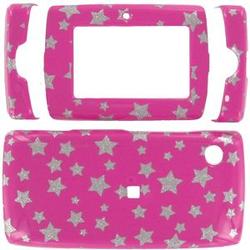 Wireless Emporium, Inc. Hot Pink w/Glitter Stars Snap-On Protector Case Faceplate for Sidekick 2008
