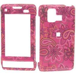 Wireless Emporium, Inc. Hot Pink w/Traced Flowers Snap-On Protector Case Faceplate for LG Dare VX9700