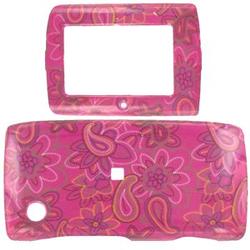 Wireless Emporium, Inc. Hot Pink w/Traced Flowers Snap-On Protector Case Faceplate for Sidekick 2008
