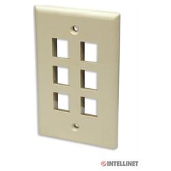 Intellinet Data Wall Plate, Ivory, 6 Outlet