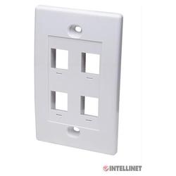 Intellinet Data Wall Plate, White, 4 Outlet