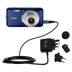 Gomadic International Wall / AC Charger for the Kodak V1003 - Brand w/ TipExchange Technology