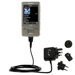 Gomadic International Wall / AC Charger for the Sony Walkman NWZ-A726 - Brand w/ TipExchange Technol