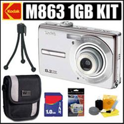 KODAK Kodak Easyshare M863 8.2MP Digital Camera Silver + 1GB Accessoy Outfit - Kodak AKODM863SK1