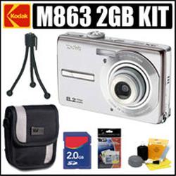 KODAK Kodak Easyshare M863 8.2MP Digital Camera Silver + 2GB Accessoy Outfit - Kodak AKODM863SK2