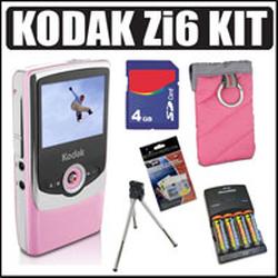 KODAK Kodak ZI6 Pocket HD Camcorder Pink + 4GB Accessory Outfit