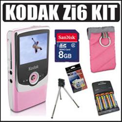 KODAK Kodak ZI6 Pocket HD Camcorder Pink + 8GB Accessory Outfit