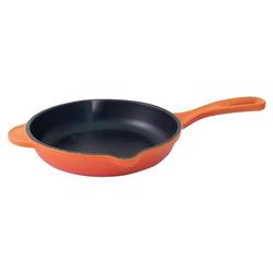 Le Creuset L202416 6-1/3-Inch Cast Iron Skillet - Flame Color Exterior and Handle