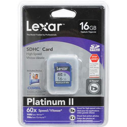 LEXAR MEDIA INC Lexar 16GB Platinum II 60x Secure Digital (SDHC) Card