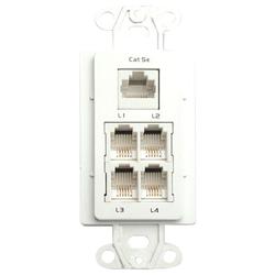 Channel Plus Linear 5 Socket Phone/Network TAP Faceplate - RJ-45, RJ-25 - White